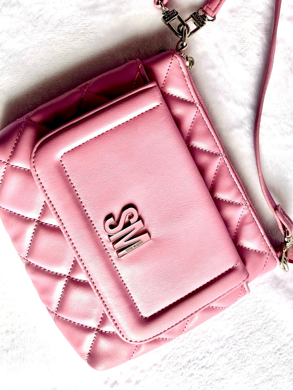 Steve Madden Blush Pink Crossbody Bag with SM Logo